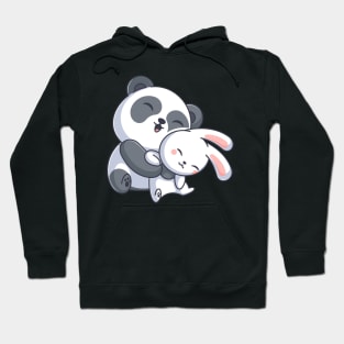 Cute panda hugging stuffed bunny Hoodie